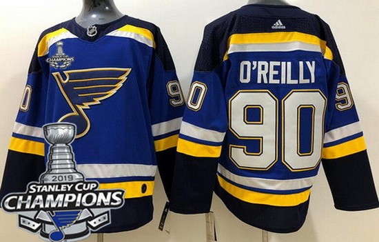 Youth St Louis Blues #90 Ryan O'Reilly Blue 2019 Stanley Cup Champions Jersey
