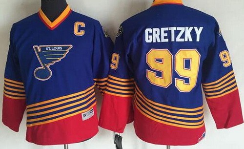 Youth St Louis Blues #99 Wayne Gretzky Blue Red Throwback Jersey