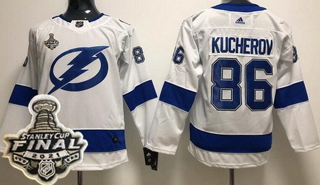 Youth Tampa Bay Lightning #86 Nikita Kucherov White 2021 Stanley Cup Finals Authentic Jersey