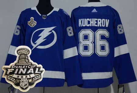 Youth Tampa Bay Lightning #86 Nikita Kucherov Blue 2021 Stanley Cup Finals Authentic Jersey