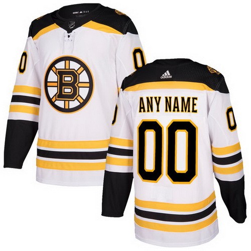 Men's Boston Bruins Customized White Authentic Jersey