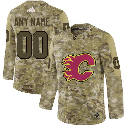 Youth Calgary Flames Customized Camo Fashion Authentic Jersey