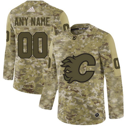 Youth Calgary Flames Customized Camo Authentic Jersey