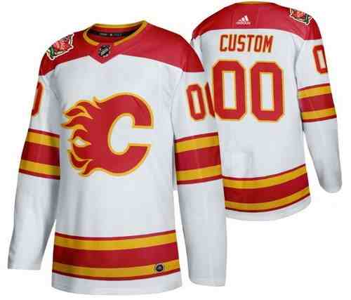 Men's Calgary Flames Customized White 2019 Heritage Classic Authentic Jersey