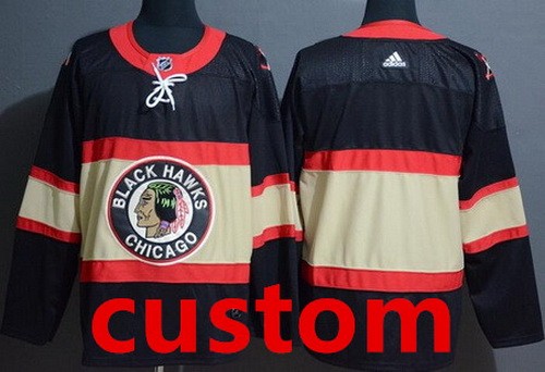 Men's Chicago Blackhawks Customized Black Alternate Authentic Jersey