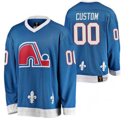 Men's Quebec Nordiques Customized Blue Throwback Jersey