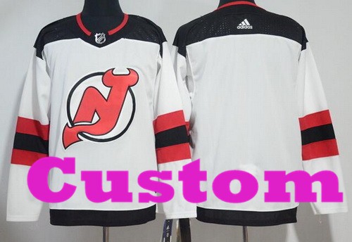 Men's New Jersey Devils Customized White Authentic Jersey