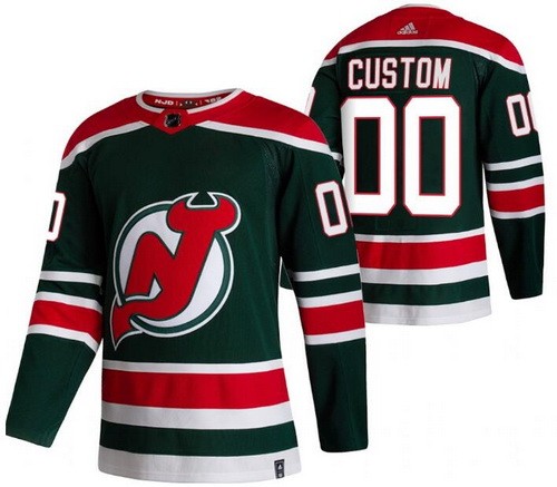 Men's New Jersey Devils Customized Green 2021 Reverse Retro Authentic Jersey