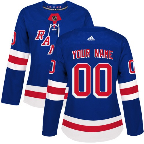 Women's New York Rangers Customized Blue Authentic Jersey
