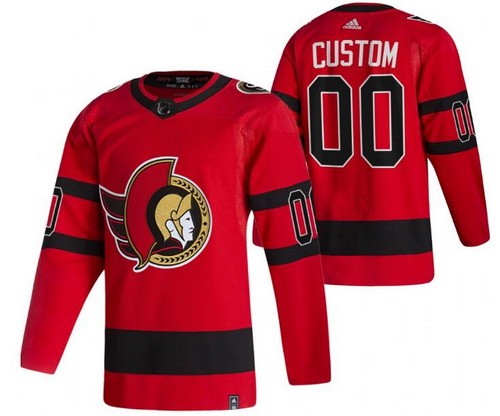 Men's Ottawa Senators Customized Red 2021 Reverse Retro Authentic Jersey