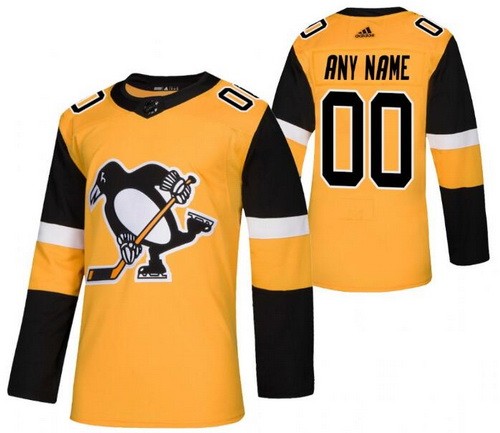 Men's Pittsburgh Penguins Customized Yellow Alternate Authentic Jersey