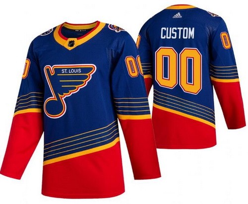 Men's St Louis Blues Customized Blue Red Third Authentic Jersey