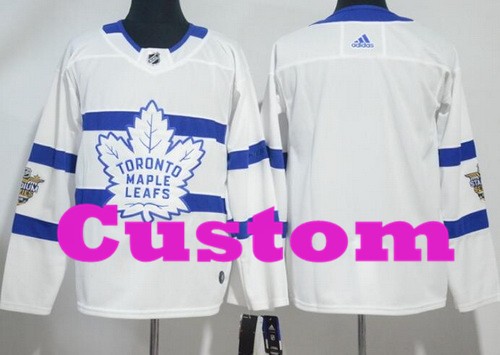 Men's Toronto Maple Leafs Customized White 2018 Stadium Series Authentic Jersey