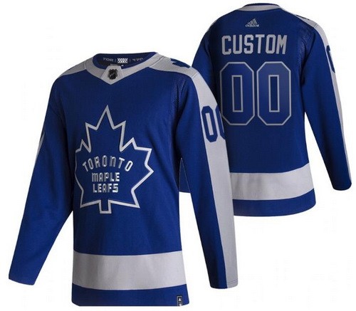 Men's Toronto Maple Leafs Customized Blue 2021 Reverse Retro Authentic Jersey