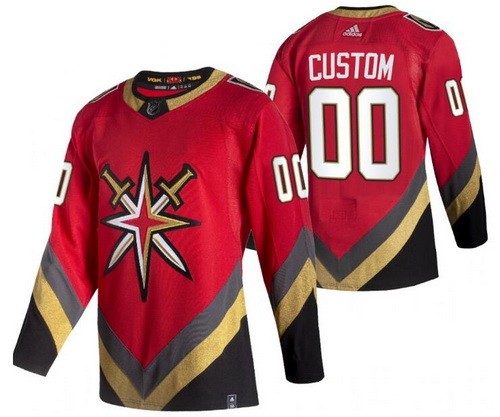 Men's Vegas Golden Knights Customized Red 2021 Reverse Retro Authentic Jersey