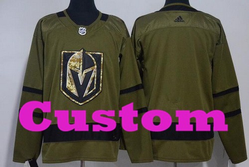 Men's Vegas Golden Knights Customized Green Salute To Service Authentic Jersey