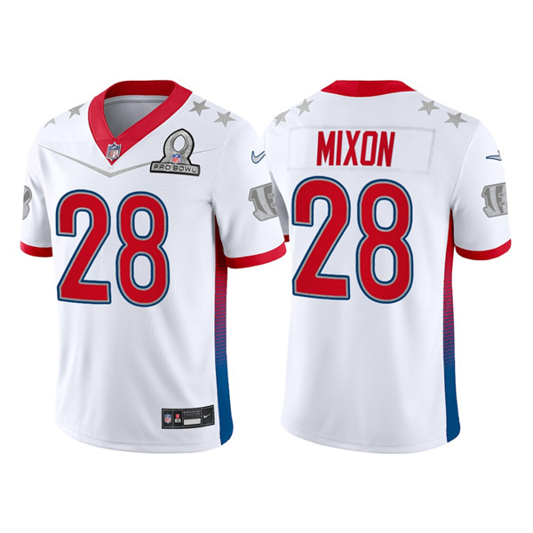 Cincinnati Bengals Customized#28 Joe Mixon 2022 White AFC Pro Bowl Stitched Jersey