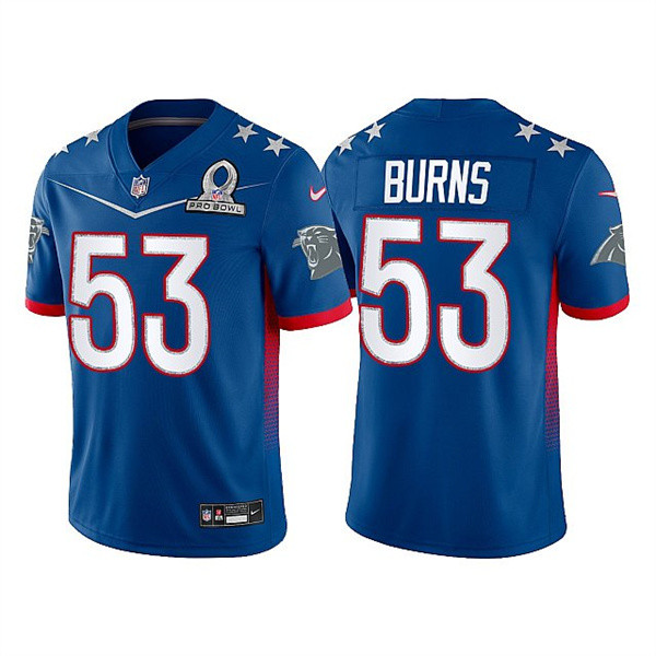 Carolina Panthers Customized#53 Brian Burns 2022 Royal NFC Pro Bowl Stitched Jersey