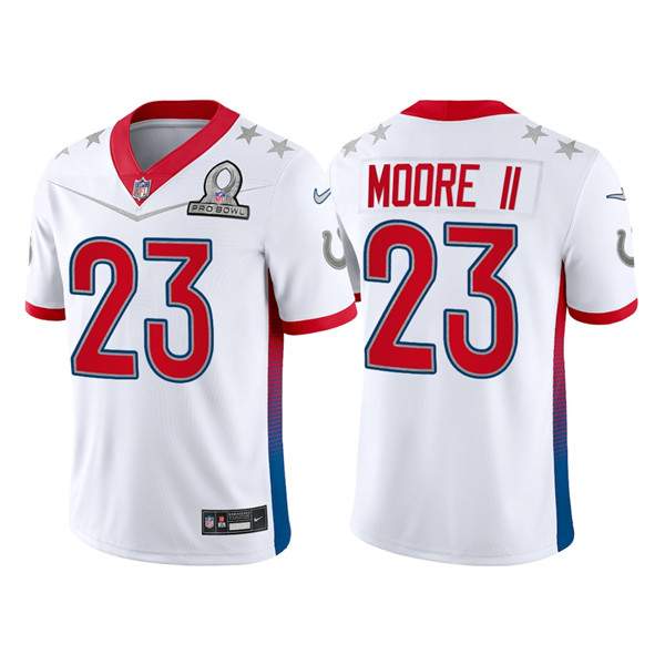 Indianapolis Colts Customized#23 Kenny Moore II 2022 White AFC Pro Bowl Stitched Jersey