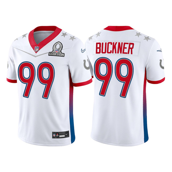 Indianapolis Colts Customized#99 DeForest Buckner 2022 White AFC Pro Bowl Stitched Jersey