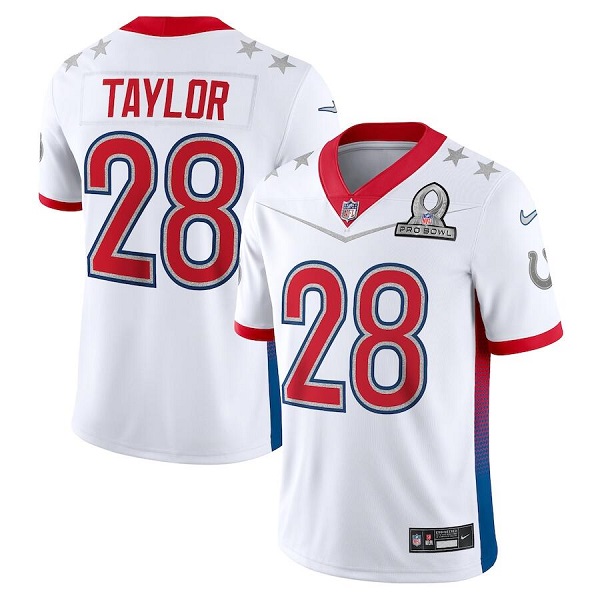 Indianapolis Colts Customized#28 Jonathan Taylor 2022 White Pro Bowl Stitched Jersey