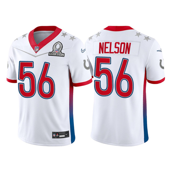 Indianapolis Colts Customized#56 Quenton Nelson 2022 White AFC Pro Bowl Stitched Jersey