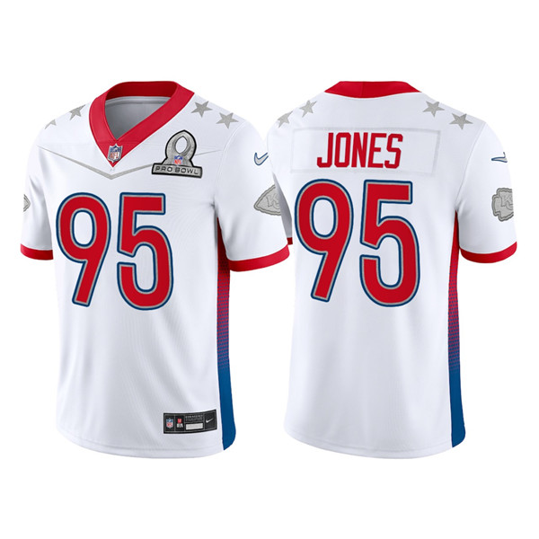 Kansas City Chiefs Customized#95 Chris Jones 2022 White Pro Bowl Stitched Jersey