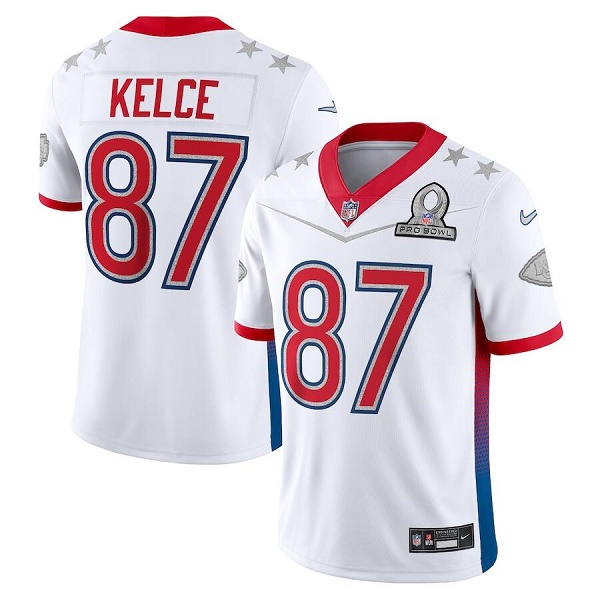 Kansas City Chiefs Customized#87 Travis Kelce 2022 White Pro Bowl Stitched Jersey