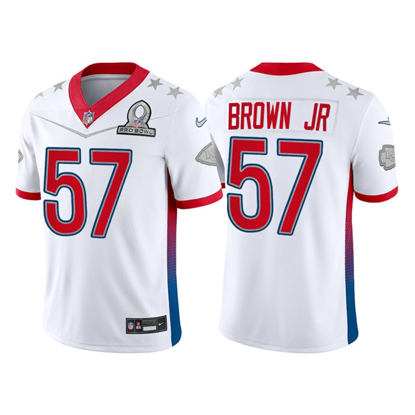 Kansas City Chiefs Customized#57 Orlando Brown Jr. 2022 White AFC Pro Bowl Stitched Jersey