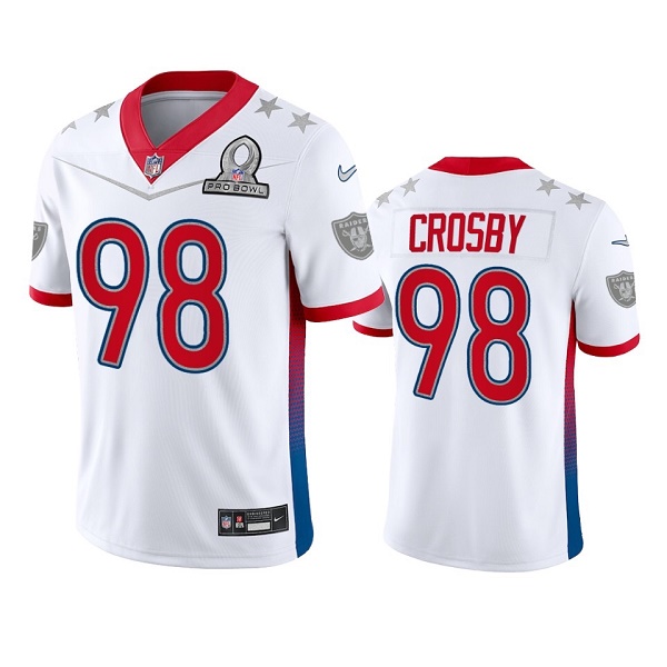 Las Vegas Raiders Customized#98 Maxx Crosby 2022 White Pro Bowl Stitched Jersey