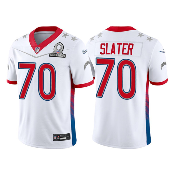 Los Angeles Chargers Customized#70 Rashawn Slater 2022 White AFC Pro Bowl Stitched Jersey