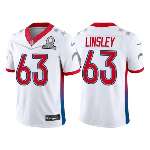 Los Angeles Chargers Customized#63 Corey Linsley 2022 White AFC Pro Bowl Stitched Jersey
