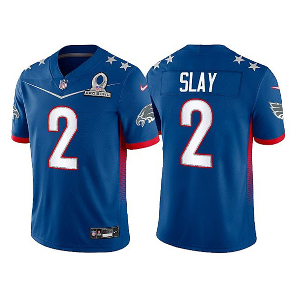 Philadelphia Eagles Customized#2 Darius Slay 2022 Royal NFC Pro Bowl Stitched Jersey