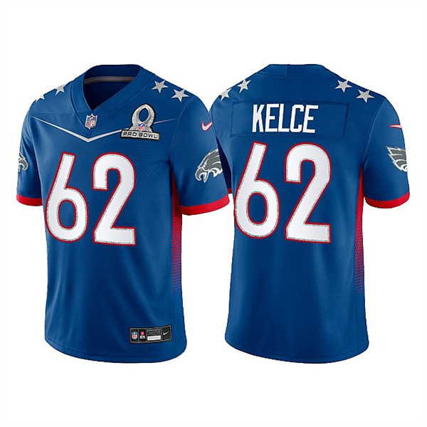 Philadelphia Eagles Customized#62 Jason Kelce 2022 Royal NFC Pro Bowl Stitched Jersey