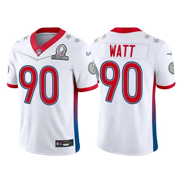Pittsburgh Steelers Men's #90 T.J. Watt 2022 White Pro Bowl Stitched Jersey