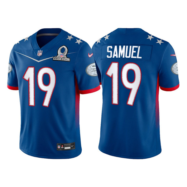 San Francisco 49ers Customized#19 Deebo Samuel 2022 Royal NFC Pro Bowl Stitched Jersey