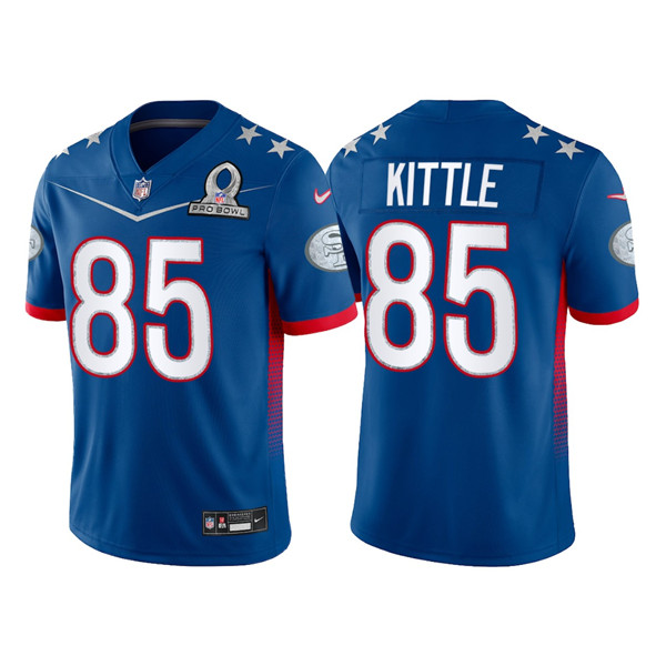 San Francisco 49ers Customized#85 George Kittle 2022 Royal NFC Pro Bowl Stitched Jersey
