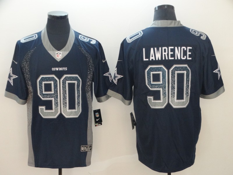 Men's Dallas Cowboys #90 Demarcus Lawrence Navy Blue 2018 Drift Fashion Color Rush Limited Stitched NFL Jersey