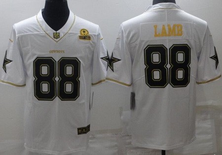 Men's Dallas Cowboys #88 CeeDee Lamb Limited White Gold 60th Anniversary Vapor Jersey