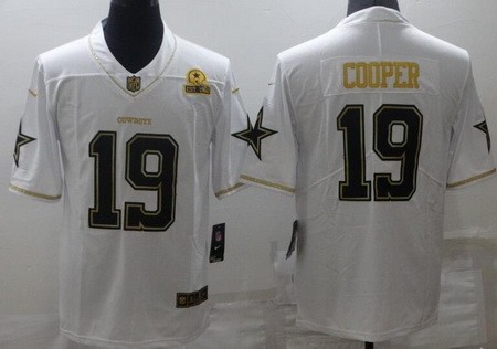 Men's Dallas Cowboys #19 Amari Cooper Limited White Gold 60th Anniversary Vapor Jersey