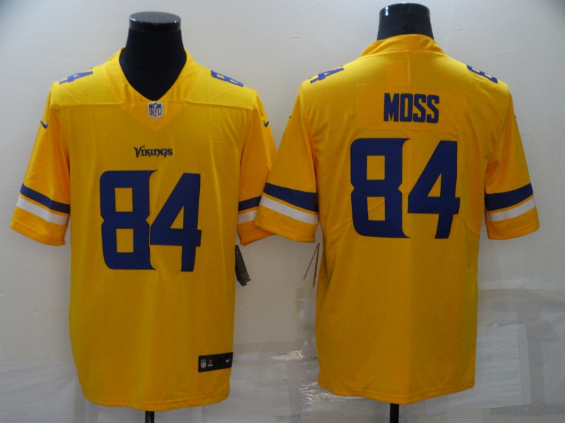 Men's Minnesota Vikings #84 Randy Moss Gold Inverted Legend Stitched Jersey