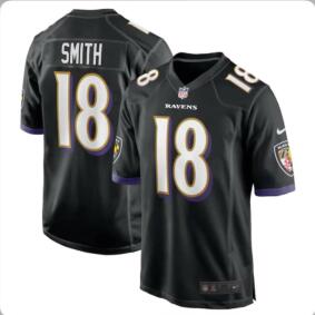 Baltimore Ravens 18 Smith Black Jerseys