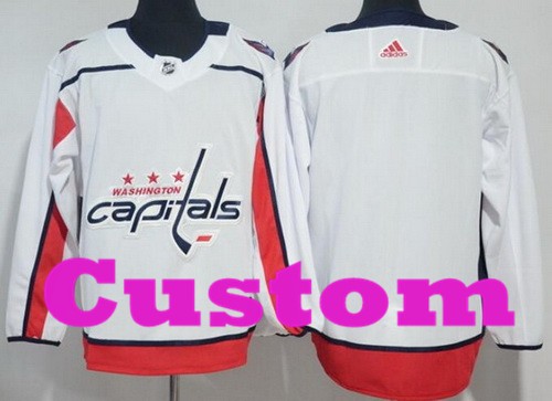 Men's Washington Capitals Customized White Authentic Jersey