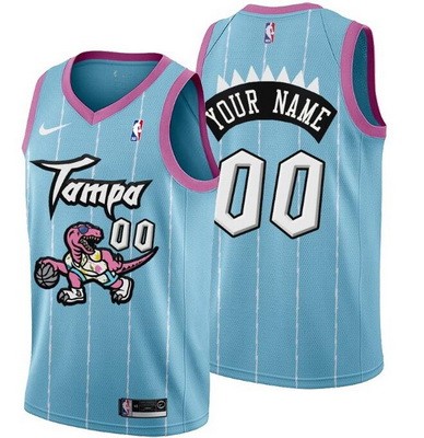 Toronto Raptors Customized Pink Blue 2021 Tampa City Stitched Swingman Jersey
