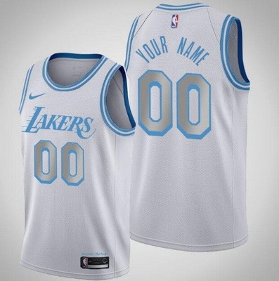 Los Angeles Lakers Customized White 2021 City Stitched Swingman Jersey