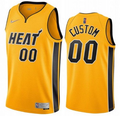 Miami Heat Customized Yellow 2021 Earned Stitched Swingman Jersey