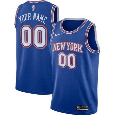 New York Knicks Customized Blue Statement Stitched Swingman Jersey