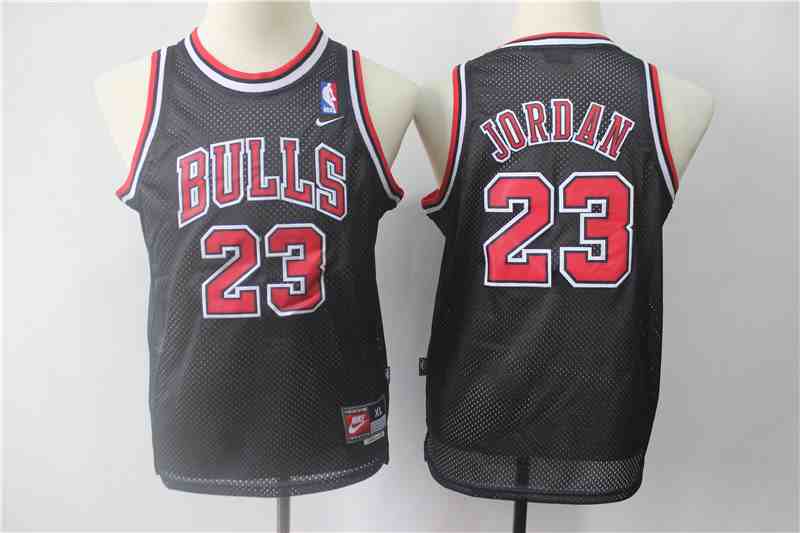 Bulls 23 Michael Jordan Black Youth Throwback Nike Swingman Jersey