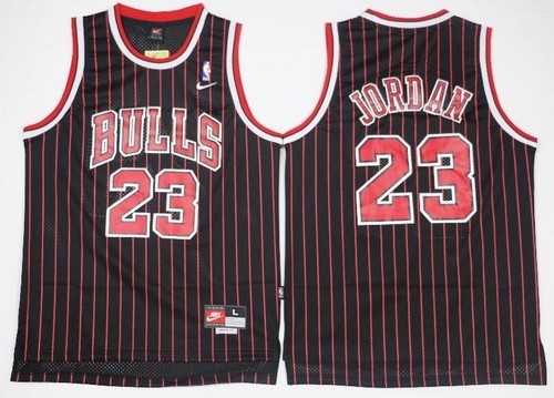 Youth Chicago Bulls #23 Michael Jordan Black Stripes Swingman Jersey