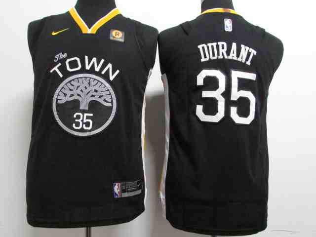 Warriors 35 Kevin Durant Black Youth Nike Authentic Jersey